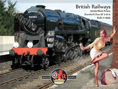 Black Prince Steam Train Station Pin-Up Girl Vintag Metal/Steel Wall Sign • £5.95