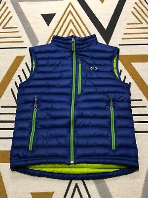 Rab Mens Microlight Down Zip Vest Gilet Pertex Nikwax Grey Size S Hiking • £66