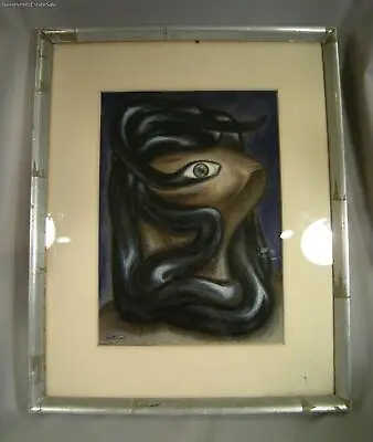 Glen Mitchell Listed American Artist 1894-1972 Snake In Head Gouache Painting • $310