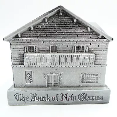 Vintage The Bank Of New Glarus Coin Bank Heavy Building 1993 Wisconsin • $29.98