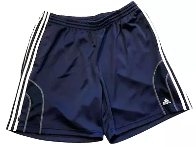Adidas Athletic Shorts Mens 2XL Navy 3 Stripe Pull On Basketball Pockets Active • $9.89