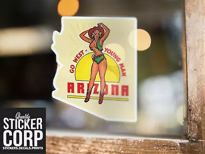 Vintage 1960's Retro Style Arizona Pin-Up Girl National Park AZ Sticker Decal • $3.75