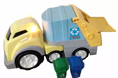 Large Garbage Truck Recycling Flashing Lights 2 Bins 3+ Vgc • £0.99