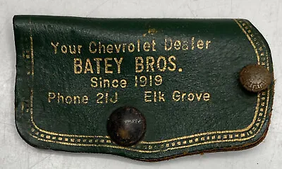 Vtg SINCE 1919 BATEY BROS. CHEVROLET ELK GROVE CALIFORNIA LEATHER Key Chain Fob • $100