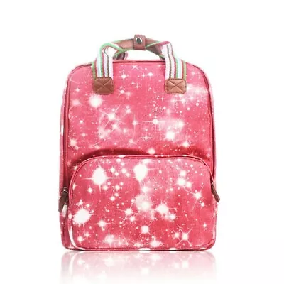 The Olive House® Galaxy Star Matte Oilcloth Rucksack Backpack Laptop Red • £24.99