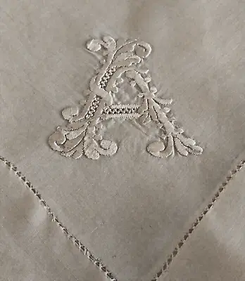 Antique Early 1900s Luxury Gentlemen’s SILK Monogram “A” Wedding Handkerchief • $15.59