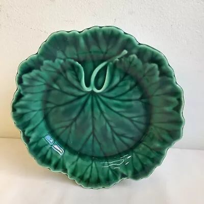 Vintage WEDGWOOD Cabbage Leaf 8” Plate Green Majolica Style GG Etruria Barlaston • £15