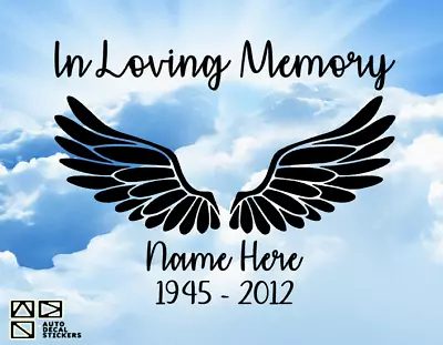 In Loving Memory Of Wings Angel Cute Custom Vinyl Window Decal Car Sticker Rip • $8.99