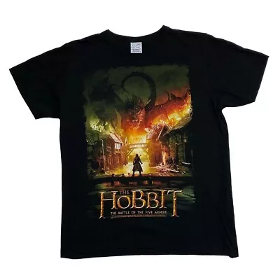 THE HOBBIT The Battle Of The Five Armies LOTR Tolkien Movie T-Shirt Large Black • £16