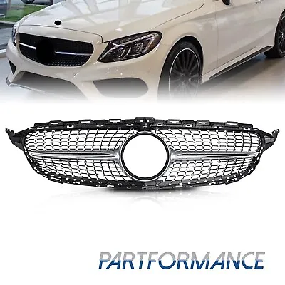 Diamond Grill For Mercedes Benz W205 C Class C250 C300 C400 2015-2018 Silver • $60.99