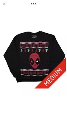 $23.98 • Buy Marvel's Deadpool Black Ugly Holiday Christmas Sweater FLEECE Medium M NWT