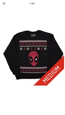 $23.98 • Buy Marvel's Deadpool Black Ugly Holiday Christmas Sweater FLEECE Medium M NWT