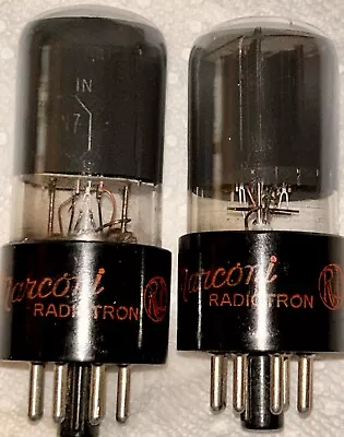 6SN7/6SN7GT Marconi Matched Pair Vacuum Tubes Tests Very Strong 94/94 X 2 TV7  • $450