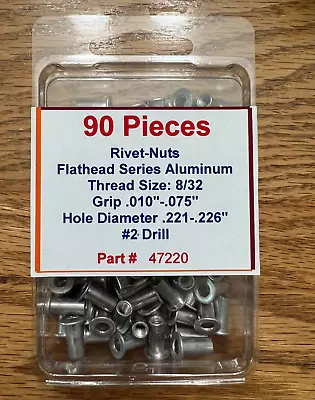 MARSON 8-32 Aluminum KLIK Rivet Nuts Flathead MRN Series PN 47220   QTY 90 • $21.95