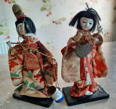 £2.99 • Buy Vintage Japanese Figures - Water Carrier & Drummer (in Need Of Some Tlc)