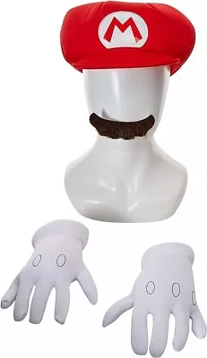 NEW Super Mario Bros CHILD Costume Accessory Kit Hat Mustache Gloves • $14.88