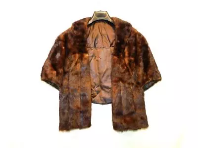 Vintage Dark Brown Mink Fur Stole Cape Coat Shawl Wrap OS Capelet Winter Formal • $54.99