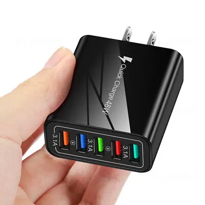 48W Quick Charge 3.0 5x Multi USB Fast US Plug Wall Charger Up To 3x Faster Hot • $13.99