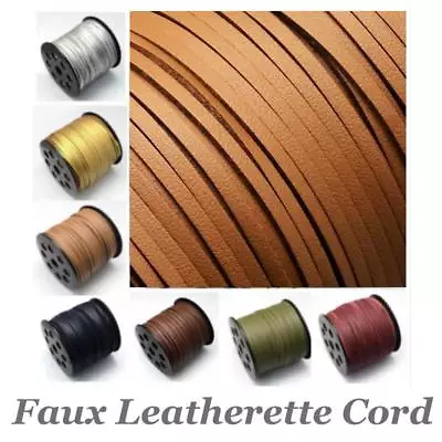 Faux Leather Grain Leatherette Cord Pleather Suede Choose Colour Length 1 Side • £33.99