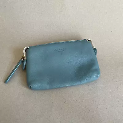 Womens Radley Purse Wallet Leather Blue Pouch Zip Up Clutch Makeup Bag Travel • £16.99