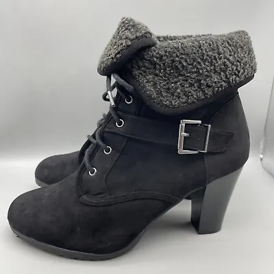 White Mountain Ankle Booties Women’s Size 12 M Selby Black Lace Up 3.5” Heel • $14.95