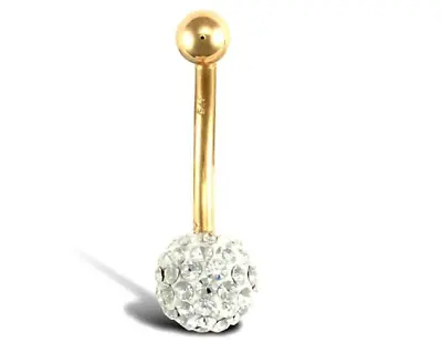 9ct Yellow Gold Crystal Stone Belly Bar • £38.38