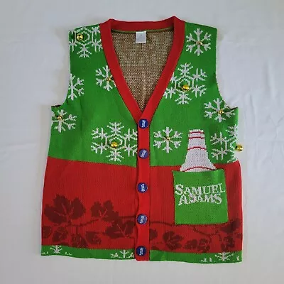 Men’s Ugly Christmas Sweater Vest Sam Samuel Adams Beer Jingle Bells Small • $29.95