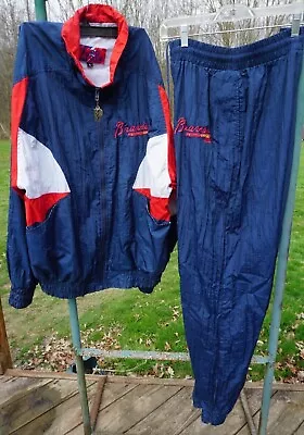 1980's Pro Player Atlanta Braves Wind Breaker Set Jacket / Pants Size Large • $79.99