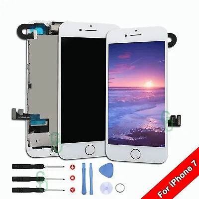 For IPhone 7 LCD Screen Replacement Digitizer Display +Home Button +Front Camera • £20.91