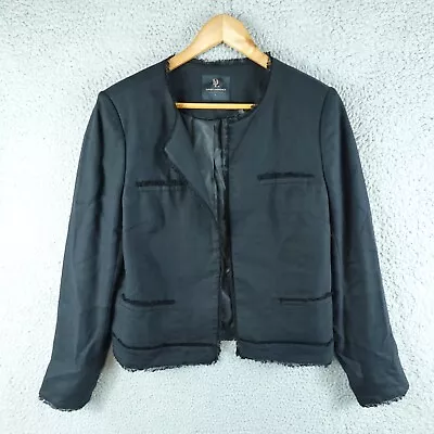 David Lawrence Womens Jacket 12 Black Open Lined Blazer Career Work Office Knit • $24.90