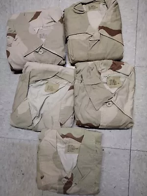 Lot Of 5 Use Military 3 Color Desert BDU Uniform Shirts Coat Camo Medium Long • $34.99