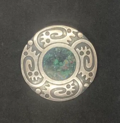 $1.49 • Buy Vintage 925 CHEO Aztec Design Mosaic Turquoise PENDANT BROOCH Taxco 185 18g