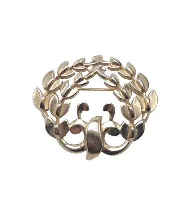 Monet Laurel Wreath Brooch Pin Gold Tone Vintage Mid Century • $16.99