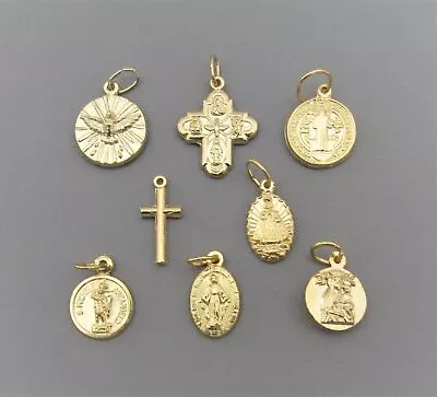 Lot 8 Small Holy Medals Cross For Rosary Bracelet Miraculous St. Michael GOLD • $6.99