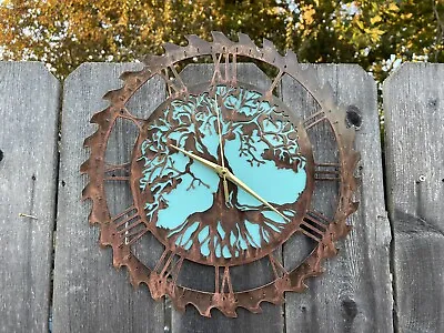 Tree Of Life Saw Blade Clock Rustic  Copper Home Decor Gift Idea • $68.99