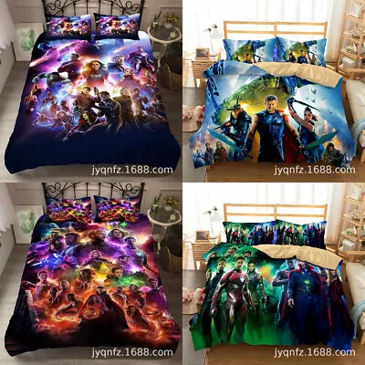 Marvel The Avengers Duvet Cover 3D Quilt Cover Bedding Set 3PCs Pillowcase Gifts • $67.44