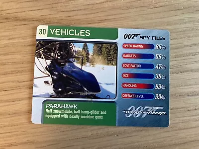 007 Spy Files Cards 2002 Vehicles #30 Parahawk • £0.99