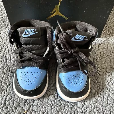 Baby Jordan 1 Retro High OG Blue Black White Size 2.5 UK Trainers • £25