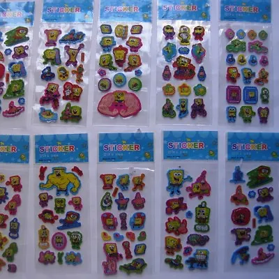 10 Stickers Puffy 3D Scrapbooking Children Fitter Loot Bags Crafts Sponge Bob R • £2.99