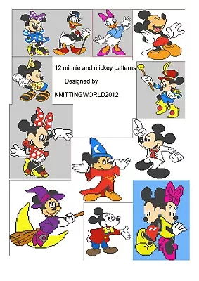 Minnie And Mickey Intarsia Knitting Patterns • £6.50