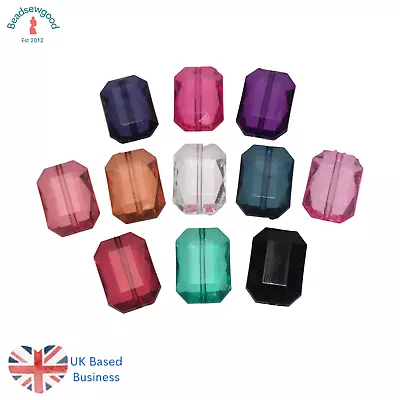 10 Faceted Rectangle Plastic Jewel Beads Plastic 24mm Jewellery Making Crafts • £2.69