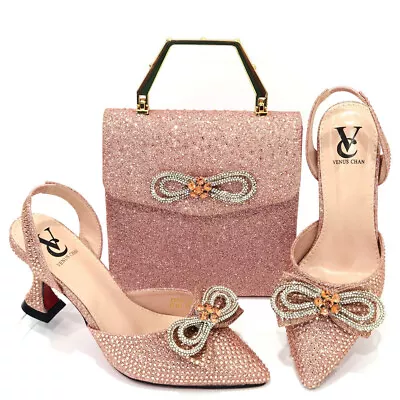 Women Shoes Bag Set Italian Design Luxury Shoes And Bag With Matching Rhinestone • $107.99