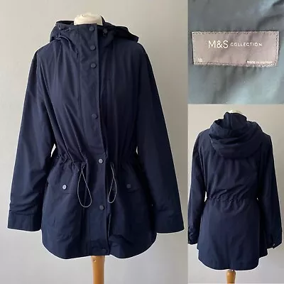 Marks & Spencer Navy Blue Lightweight Coat Spring Summer Jacket Anorak Hooded 18 • £9.99