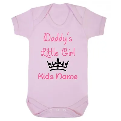 Daddy's Little Girl Personalised Bodysuit With Name Custom Printed Cute Vest • £8.99