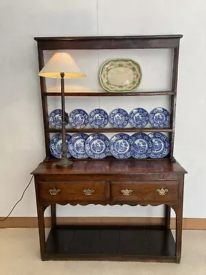 Original Welsh / Welsh Boarders C18th Small  2 Drawer Oak Pot Board Dresser.   • £1425