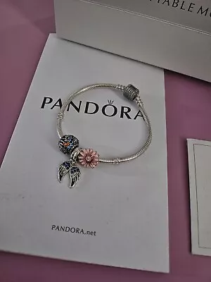 Pandora Moments CZ Snake Chain Bracelet (18cms) And 3 Charms RRP £240 • £5.50