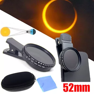 ND2-400 52mm Solar Eclipse Phone Camera Filter Lens Enhancing Photo Removable US • $14.45