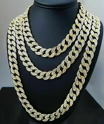 Bling Miami Cuban Necklace Diamond Link Chain For Mens Iced Out Hip Hop Jewelry • £7.49