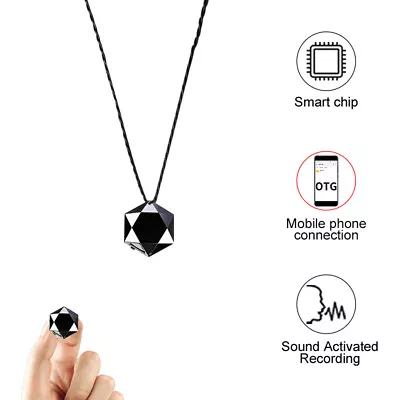 Mini Voice Activated Recorder Hidden Recording Listening Spy Sound Necklace • $24.97