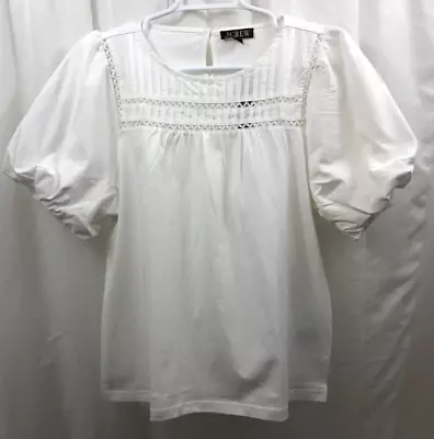 Women's J Crew Lace Trim Puff Sleeve Shirt Medium • $24.99